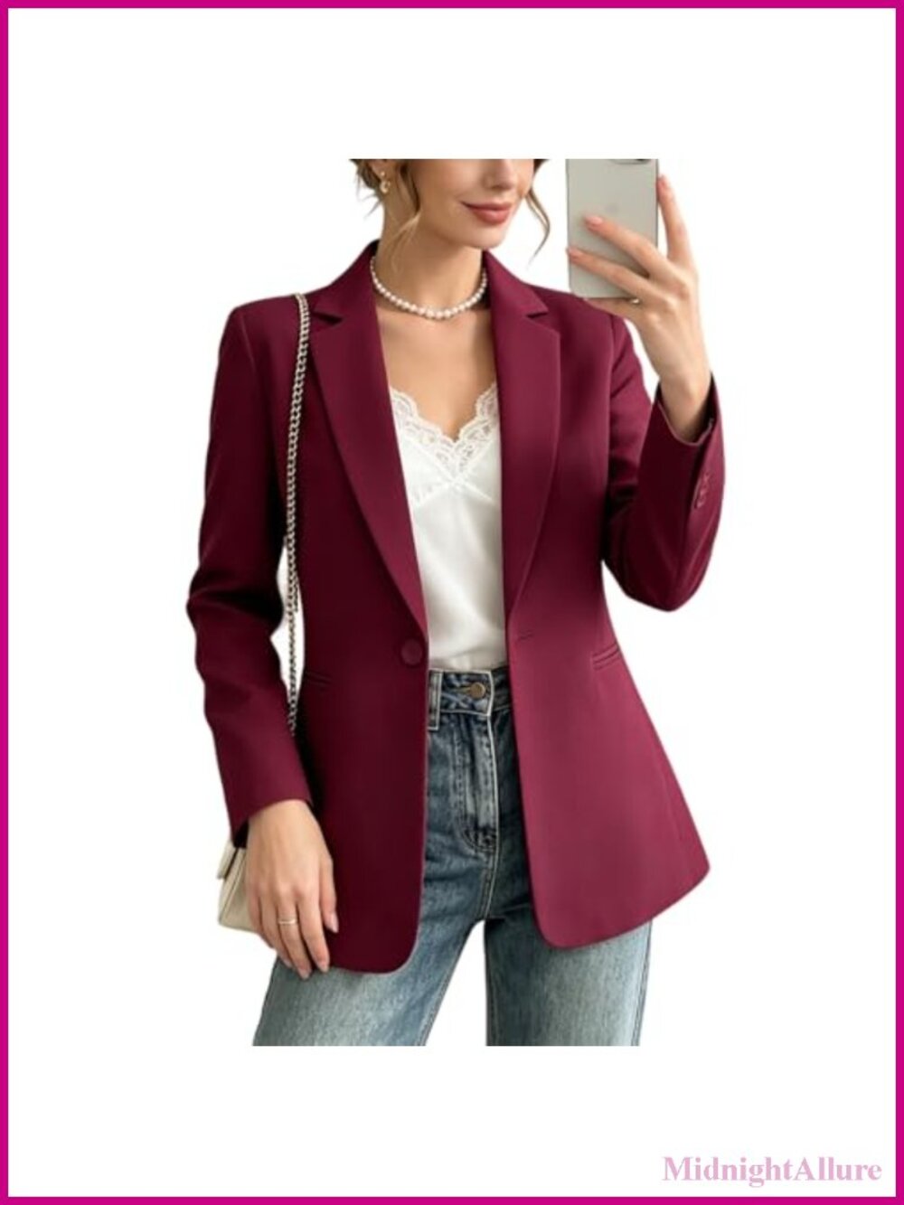 Womens Single Button Blazer Long Sleeve Business Casual Work Jacket
